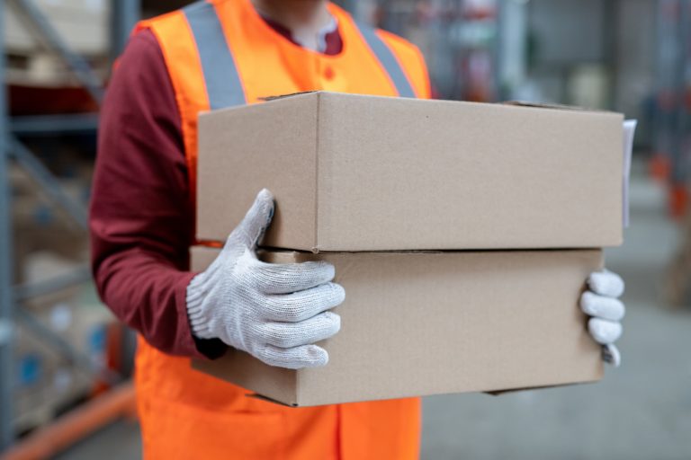Sorting boxes at warehouse